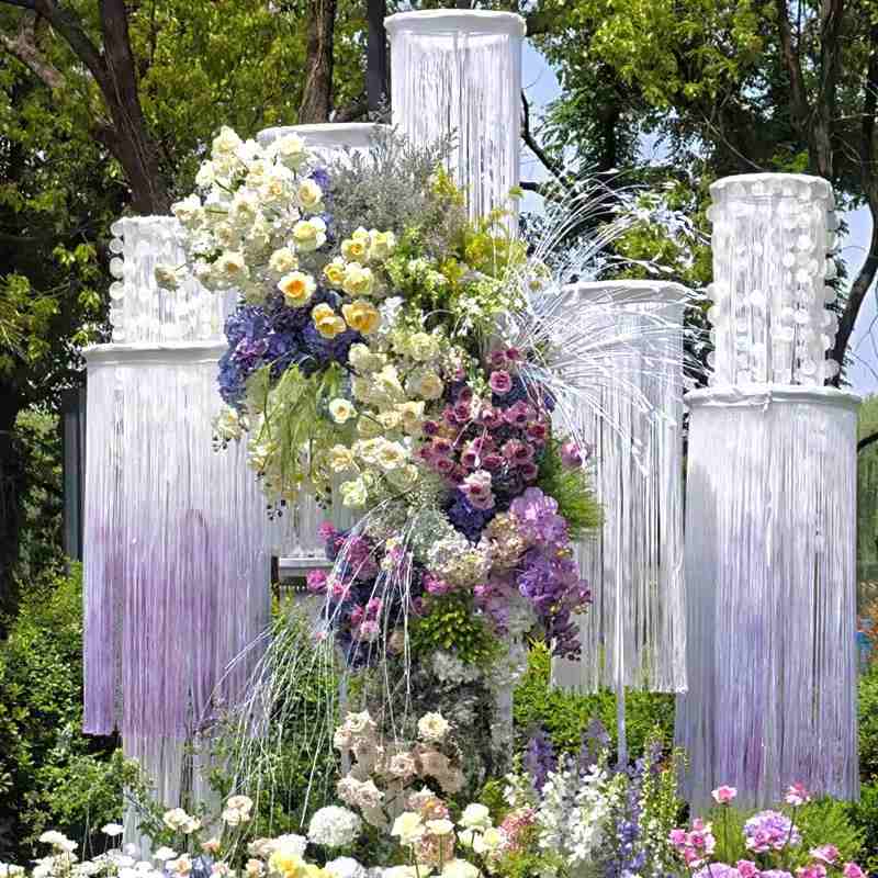 婚庆道具铁艺圆环架子花环婚礼立路布置引杆装饰伸缩舞台珠帘