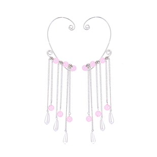 原创新款简约耳挂流苏珍珠耳坠仙气古装耳夹无耳洞手工汉服耳饰女