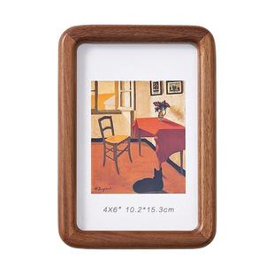 实木相框挂墙圆角情侣写真结婚摆台A4 68寸定制洗照片空框diy摆台