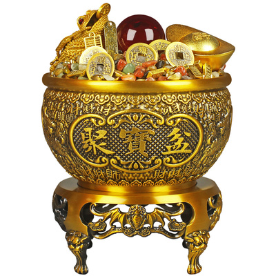 可旋转新款黄铜聚宝盆招财摆件