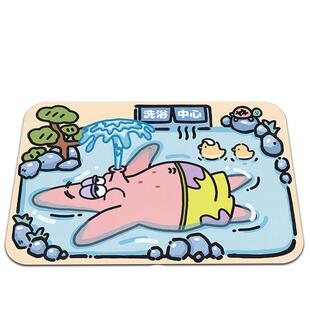 地垫吸水卫生间海绵宝宝派大星洗浴中心硅藻泥地垫卡通动漫沐浴房