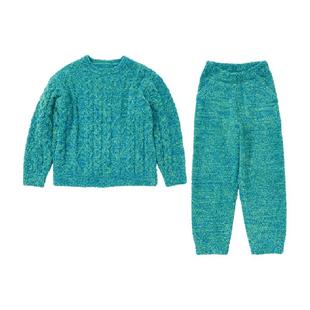 allblu幼岚复古绞花儿童家居服女童男童24秋冬新款亲子睡衣套装