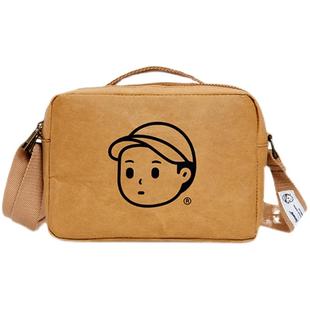 FINERWORLD可湿水牛皮纸斜挎包情侣方包邮差包手提包拉链帆布休闲