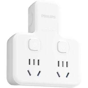 飞利浦插座转换器面板多孔位插座一转二三多功能排插线板扩展插头