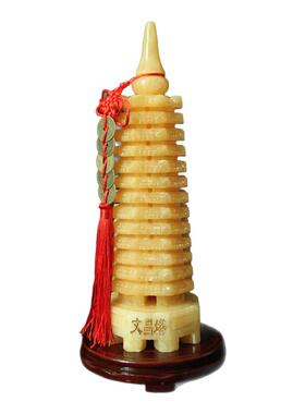 天然黄玉文昌塔家居装饰摆件9层13层塔金榜题名事业兴旺祈福