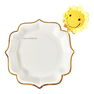 一次性纸盘儿童派对餐具甜品台布置生日聚会蛋糕盘子新年装扮用品