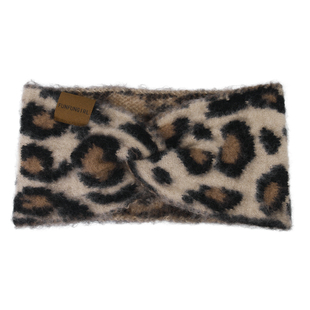 针织豹纹发带秋冬护额头宽边头带保暖运动头套发箍月子厚头巾头饰