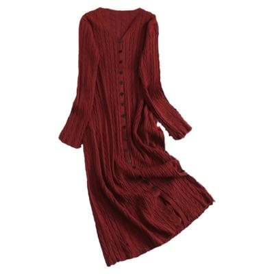 直筒裙针织毛衣裙长袖连衣裙长裙