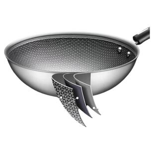 苏泊尔晶钻蜂巢316不锈钢不粘炒锅CC32JA9家用30JA9中式电磁炉燃