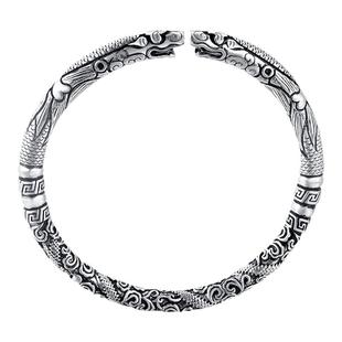 爆款正品老九门同款手镯男潮复古霸气开口双龙头二响环