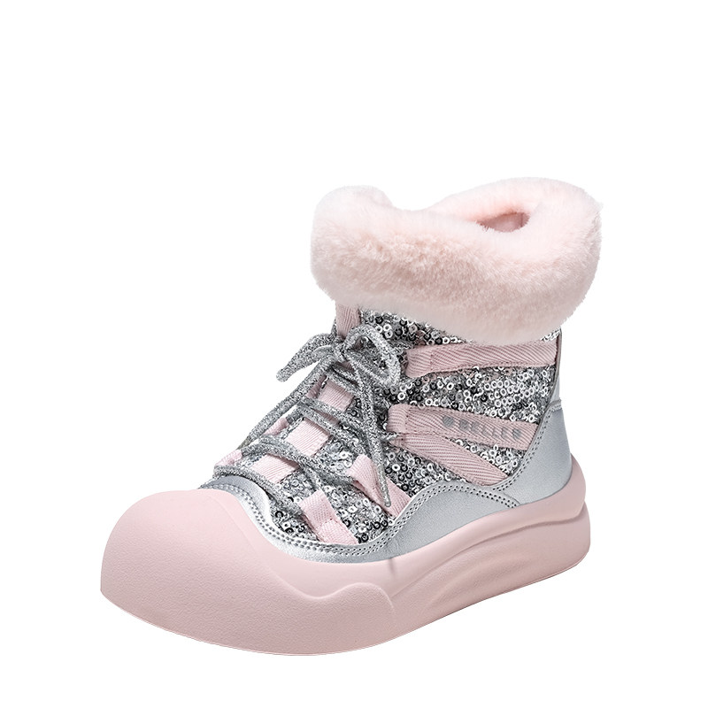 百丽童鞋女童水晶雪地靴