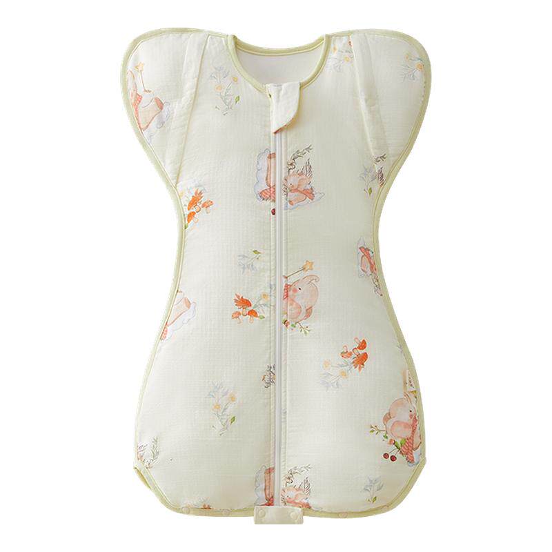 十月结晶婴儿防惊跳睡袋夏季薄款新生儿投降式竹棉小月龄襁褓神器