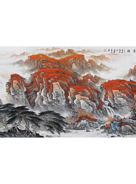 老板办公室背景墙装饰画鸿运当头名家字画范生辉纯手工六尺实物图
