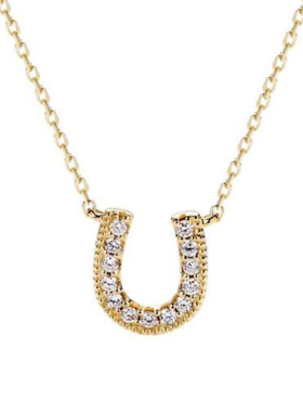 日本18K金幸运马蹄吊坠钻石项链