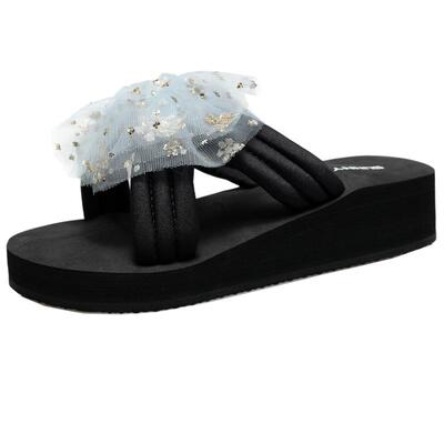 厚底坡跟凉拖鞋时尚蝴蝶结