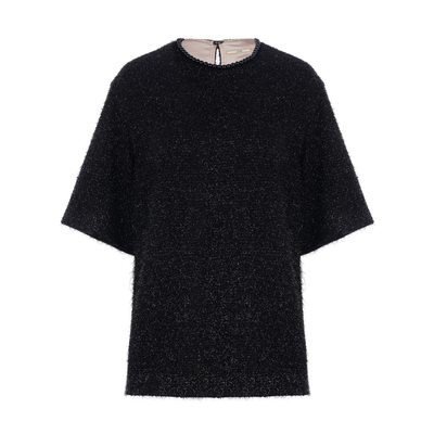 LYNEE【羽坠星河】双旦氛围 圆领亮丝花式短袖上衣/半裙 套装