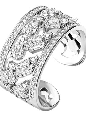 Dream＆Radio花环#17mm锆石微镶宽边戒指女小众个性开口可调节