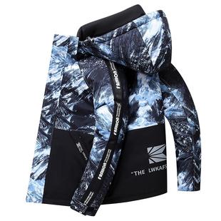 NASA联名男士羽绒服冬季新款轻薄潮牌白鸭绒加厚保暖短款连帽外套