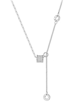 通体纯银微镶水钻小蛮腰拼接项链