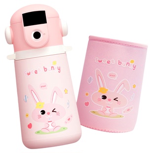 指纹保温杯儿童上学专用小学生智能温度显示水杯吸管杯子密码水壶