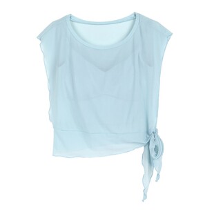 奔跑吧卡卡两件套绑带网纱背心圆领瑜伽上衣健身服运动内衣套装女