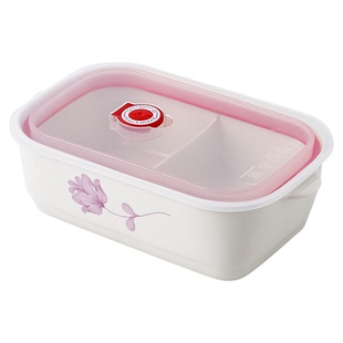 陶瓷饭盒上班族微波炉加热分格便当盒带盖双耳防烫学生宿舍保鲜碗