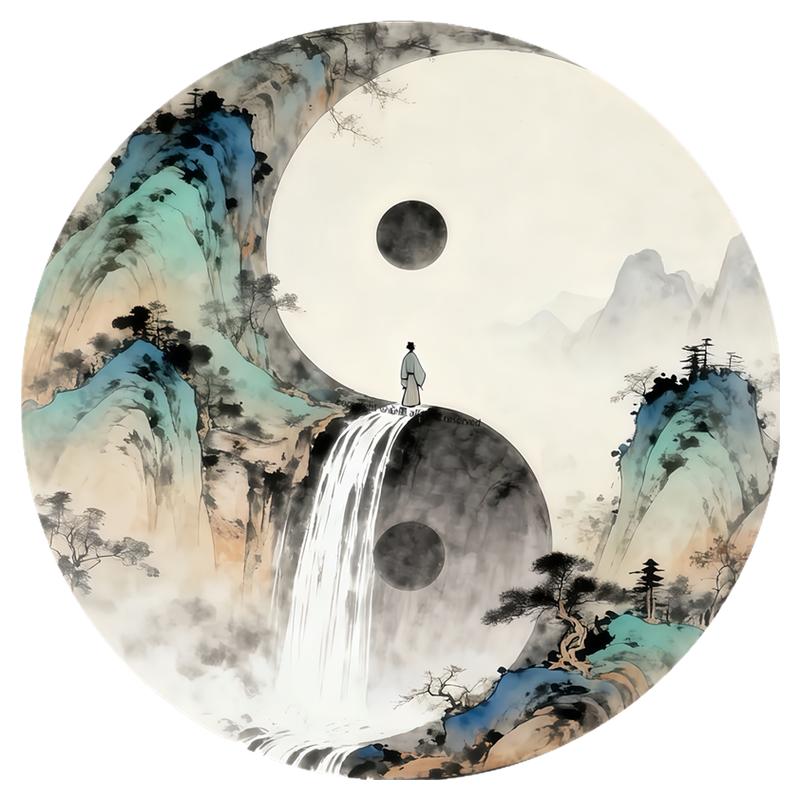 太极阴阳图墙贴纸防水不留胶玄关安神舒缓遮瑕可移除好撕自粘贴纸