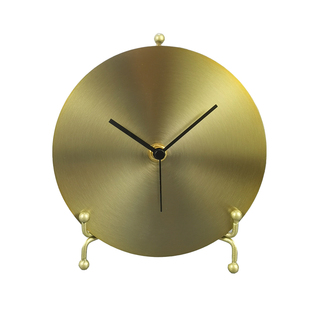 创意金属装饰台钟圆形静音时钟家用商用桌面钟表现代小号钟饰摆件