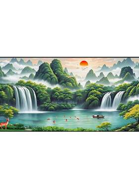旭日东升聚宝盆5d钻石画新款
