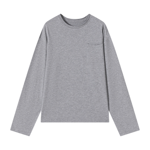 VLABMADE 进口兰精天丝亚麻棉混纺花纱色肌理口袋卷边长袖打底TEE