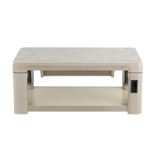 航火电暖炉语音控制岩板升降茶几长方形电暖桌烤火桌子客厅电炉子