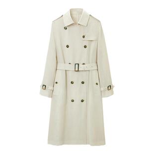 【孙俪同款】OVV春夏热卖女装经典不对称门襟中长款风衣