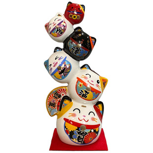 日本叠罗汉达摩招财猫开运六小猫闺蜜朋友生日礼物创意趣味小摆件