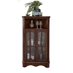 美式实木角落柜角橱扇形小角柜玻璃柜储物柜小酒柜墙角柜三角形