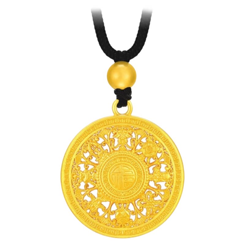 金店同款八宝罗盘金包银吊坠女