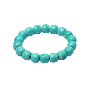 菱镁矿老型珠单圈手链 瓷蓝色松石平替款手串男女款手链饰品