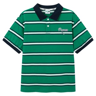 PUMA彪马男童短袖T恤夏季新款青少年条纹Polo领舒适透气运动上衣t