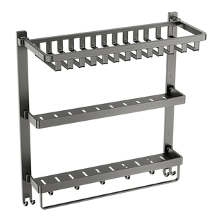 箭牌毛巾架免打孔浴巾架卫生间浴室置物架枪灰可折叠五金挂件国补