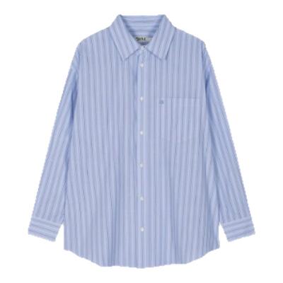 【现货】callmebabysoft刺绣宽松百搭条纹系扣侧扣衬衫上衣外套