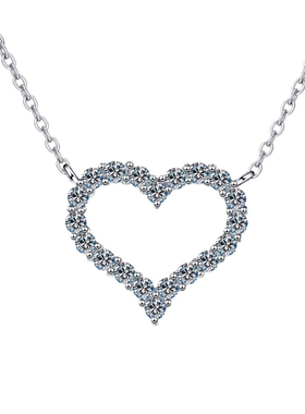 爱心项链S925银莫桑钻吊坠