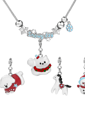 圣诞节小猫小狗项链原创小众设计