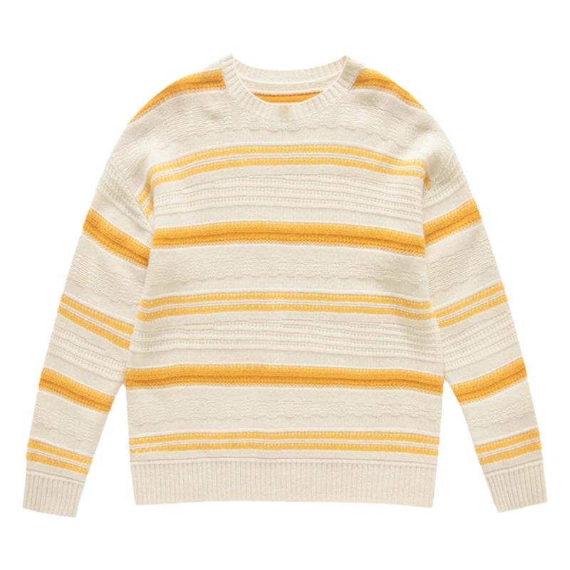 鹿王100%羊绒衫女士圆领变化组织套头衫保暖休闲宽松春秋冬新款