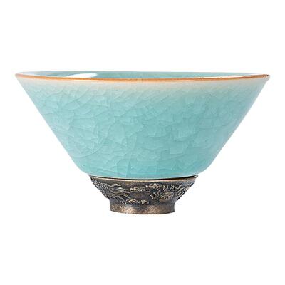 主人杯冰花汝窑陶瓷斗笠杯茶杯