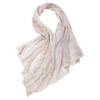 老钱风纯山羊绒围巾印花薄款披肩