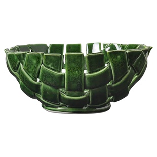 丹麦进口Ferm Living Plait编织果盆陶瓷水果盘零食碗置物收纳篮