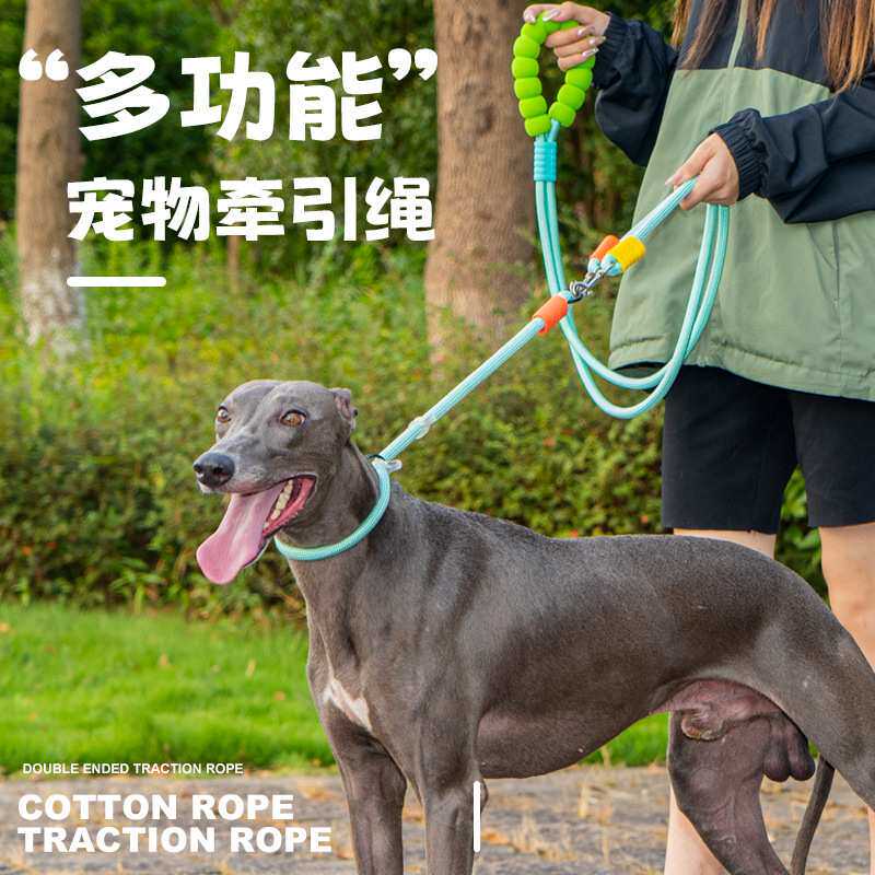 跨境新款双头遛狗绳狗狗防爆p脖冲中赛级宠物狗用品大型犬套链