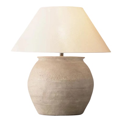 侘寂风超大复古老陶罐陶瓷台灯客厅民宿出口美国谢柯风酒店会所用