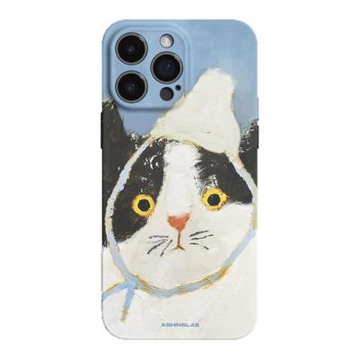 呆萌油画猫咪适用苹果17ProMax华为P60小米新款p50磨砂软壳mate60全包15精孔镜头16防摔iPhone14手机壳13搞怪