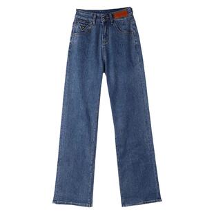 牛仔裤女2026新款冬小个子高腰显瘦女士宽松阔腿复古加绒直筒裤子