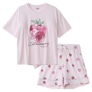 tutuanna睡衣女2026新款夏季带胸垫一体短袖短裤可外穿家居服套装